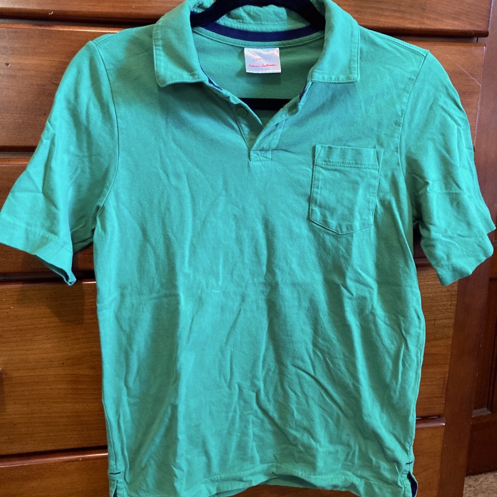 Green jersey knit polo for boys